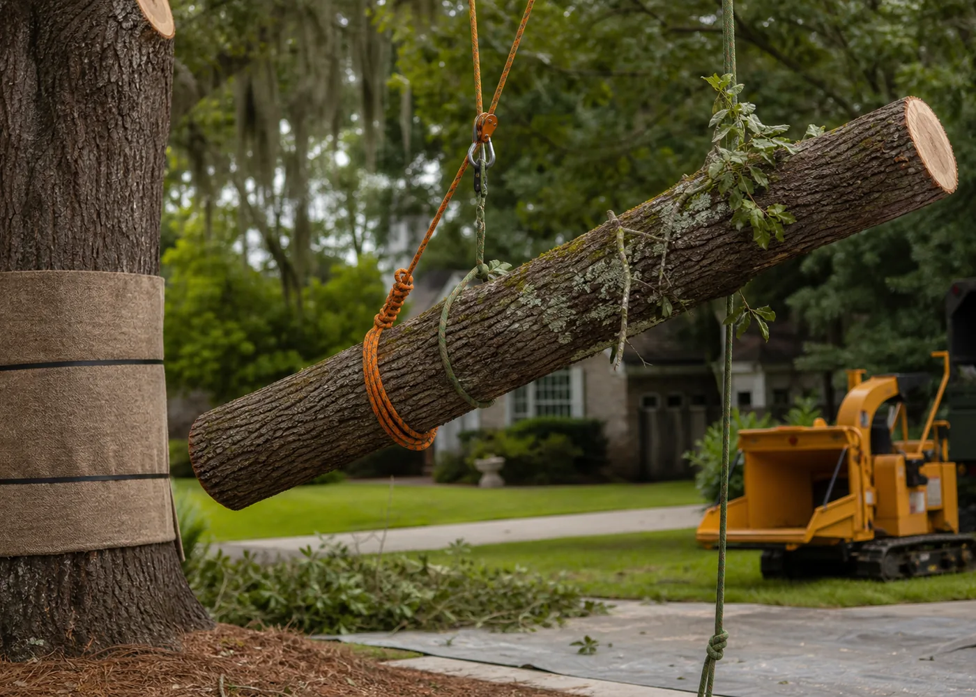 Careful residential tree removal craftsmanship detail